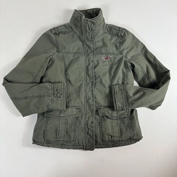 Hollister Jackets & Blazers - Vintage 90s Hollister Army Jacket Womens Large Green Utility Sherpa Fleece Lined
